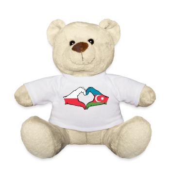 Polen Aserbaidschan Flagge Hände Herzform - Teddy - Weiß - Vorne