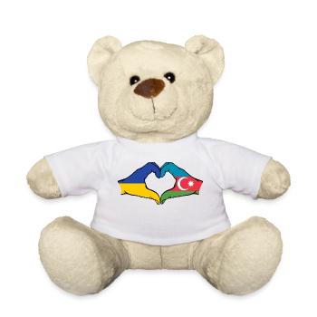 Ukraine Azerbaijan Flag Hands Heart Shape - Teddy Bear - white - Front