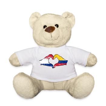 Hollande Colombie Drapeau Mains Coeur Forme Utilisé - Nounours - blanc - Devant