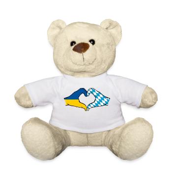 Ukraine Bavière Drapeau Mains Coeur Forme - Nounours - blanc - Devant