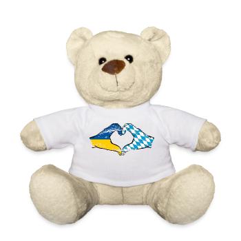 Ukraine Bavaria Flag Hands Heart Shape Used - Teddy Bear - white - Front