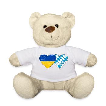Ukraine Bavaria Flag Heart used - Teddy Bear - white - Front