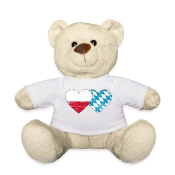 Poland Bavaria Flag Heart used - Teddy Bear - white - Front