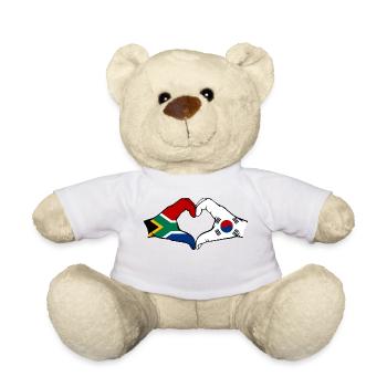 Afrique du Sud Corée du Sud Drapeau Mains Coeur Forme - Nounours - blanc - Devant