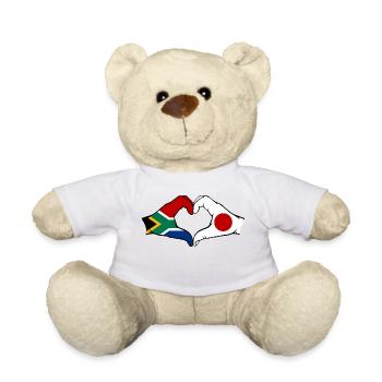 Afrique du Sud Japon Drapeau Mains Coeur Forme - Nounours - blanc - Devant