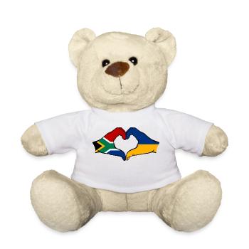 South Africa Ukraine Flag Hands Heart Shape - Teddy Bear - white - Front