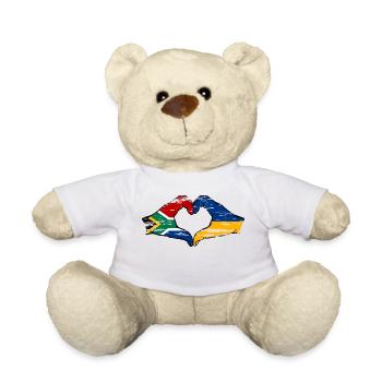 Südafrika Ukraine Flagge Hände Herzform used - Teddy - Weiß - Vorne