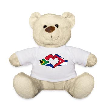 Südafrika Kuba Flagge Hände Herzform - Teddy - Weiß - Vorne