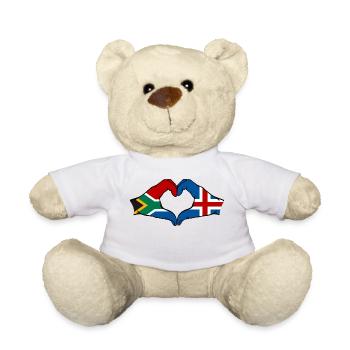 Afrique du Sud Islande Drapeau Mains Coeur Forme - Nounours - blanc - Devant