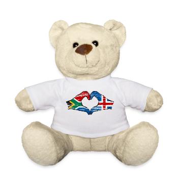 South Africa Iceland Flag Hands Heart Shape Used - Teddy Bear - white - Front