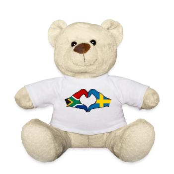 Afrique du Sud Suède Drapeau Mains Coeur Forme - Nounours - blanc - Devant