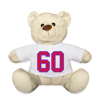 60. 60 JAHRE. 60-JÄHRIGES JUBILÄUM. 60. GEBURTSTAG. - Teddy - Weiß - Vorne