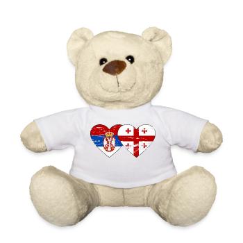 Serbien Georgien Flagge Herz used - Teddy - Weiß - Vorne