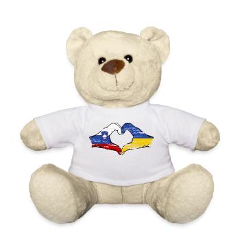 Slovenia Ukraine flag hands heart shape used - Teddy Bear - white - Front