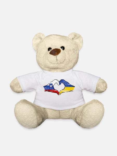 Slovénie Ukraine drapeau mains forme de coeur utilisé - Nounours - blanc