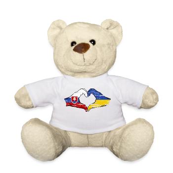 Slowakei Ukraine Flagge Hände Herzform used - Teddy - Weiß - Vorne
