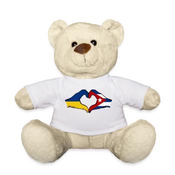 Ukraine Cuba Flag Hands Heart Shape - Teddy Bear - white - Front