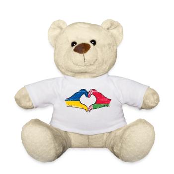 Ukraine Belarus Flag Hands Heart Shape Used - Teddy Bear - white - Front