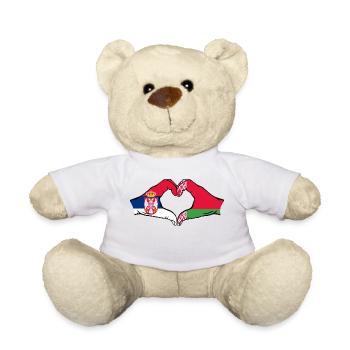 Serbien Belarus Flagge Hände Herzform - Teddy - Weiß - Vorne