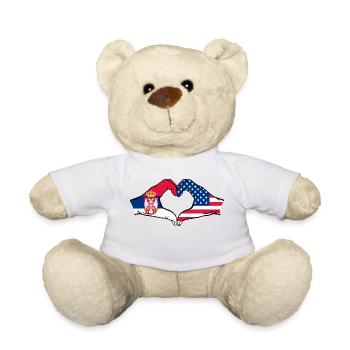 Serbia USA Flag Hands Heart Shape - Teddy Bear - white - Front