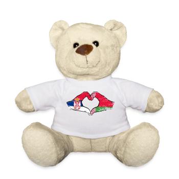 Serbie Biélorussie drapeau mains coeur utilisé - Nounours - blanc - Devant