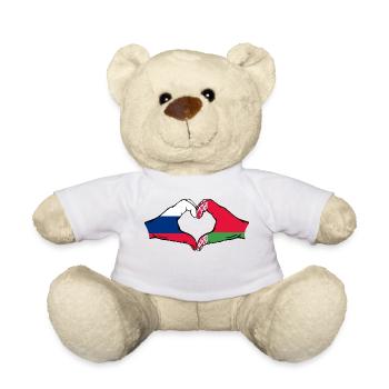 Russia Belarus Flag Hands Heart Shape - Teddy Bear - white - Front