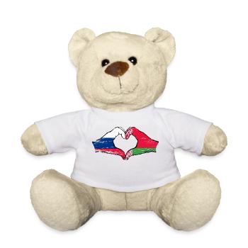 Russia Belarus Flag Hands Heart Shape Used - Teddy Bear - white - Front