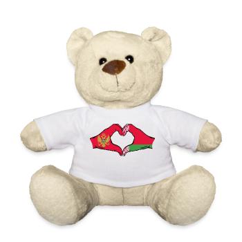 Monténégro Biélorussie Drapeau Mains Coeur Forme - Nounours - blanc - Devant