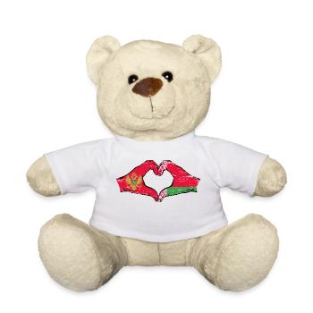 Montanegro Biélorussie drapeau mains forme coeur utilisé - Nounours - blanc - Devant
