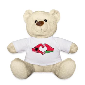 Albanie Biélorussie Drapeau Mains Coeur Forme Utilisé - Nounours - blanc - Devant