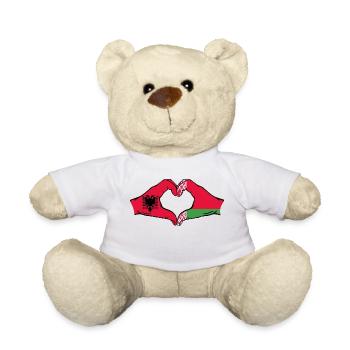 Albanie Biélorussie Drapeau Mains Coeur Forme - Nounours - blanc - Devant