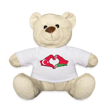 Turquie Biélorussie drapeau mains forme coeur - Nounours - blanc - Devant