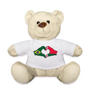 Brasilien Belarus Flagge Hände Herzform - Teddy - Weiß - Vorne