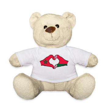Maroc Biélorussie Drapeau Mains Coeur Forme - Nounours - blanc - Devant
