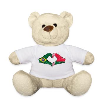 Brazil Belarus Flag Hands Heart Shape Used - Teddy Bear - white - Front