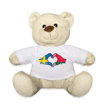 Suède Biélorussie Drapeau Mains Coeur Forme Utilisé - Nounours - blanc - Devant
