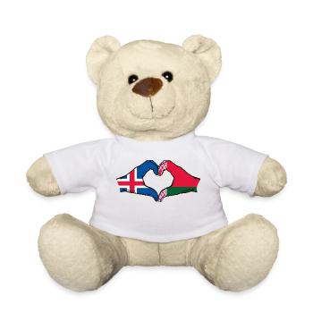 Island Belarus Flagge Hände Herzform - Teddy - Weiß - Vorne