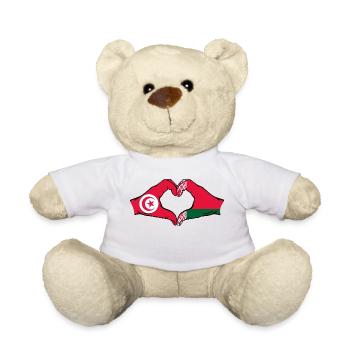 Tunisie Biélorussie drapeau mains coeur forme - Nounours - blanc - Devant