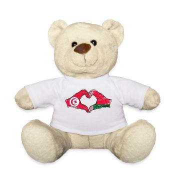 Tunisia Belarus Flag Hands Heart Shape Used - Teddy Bear - white - Front