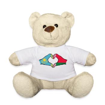 Kasachstan Belarus Flagge Hände Herzform - Teddy - Weiß - Vorne
