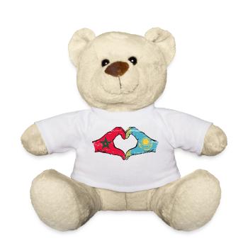 Marokko Kasachstan Flagge Hände Herzform used - Teddy - Weiß - Vorne