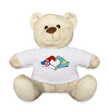 Serbien Kasachstan Flagge Hände Herzform used - Teddy - Weiß - Vorne