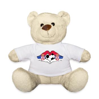 Serbien Flagge Fußball Hände Herzform used - Teddy - Weiß - Vorne