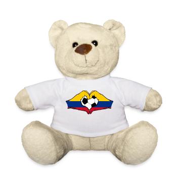 Kolumbien Flagge Fußball Hände Herzform - Teddy - Weiß - Vorne