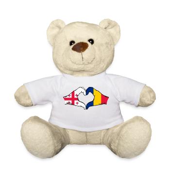 Géorgie Roumanie drapeau mains forme de coeur - Nounours - blanc - Devant