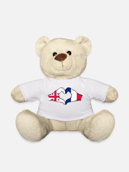 Géorgie France drapeau mains forme de coeur - Nounours - blanc