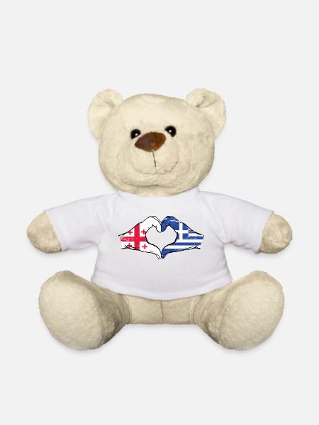 Georgien Griechenland Flagge Hände Herzform used - Teddy - Weiß