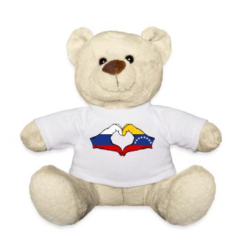 Russia Venezuela Flag Hands Heart Shape - Teddy Bear - white - Front