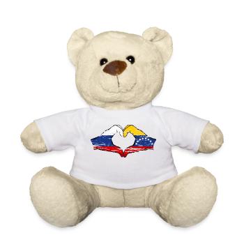 Russia Venezuela Flag Hands Heart Shape used - Teddy Bear - white - Front