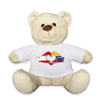 Austria Venezuela Flag Hands Heart Shape used - Teddy Bear - white - Front